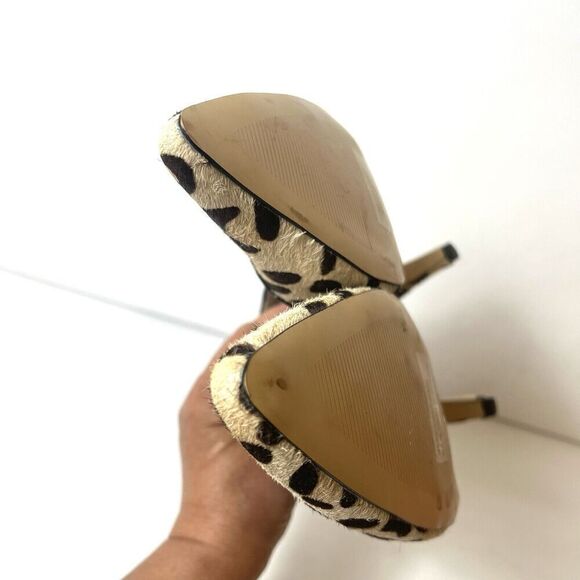 Banana Republic High Heel Pump Womens 10 Cheetah Print Leather Slip On Calf Hair - Picture 8 of 12